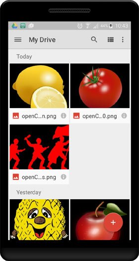 Free Clip Art Android app search selected image save in google drive