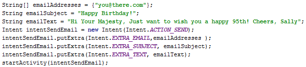 Android intent send email 