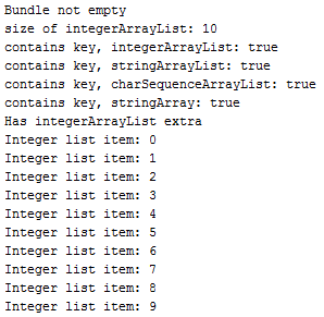 LogCat display for Intent data