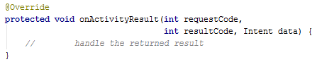 Getting the result with onActivityResult()