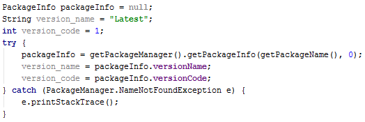 Android applicationId, versionCode and versionName packageInfo