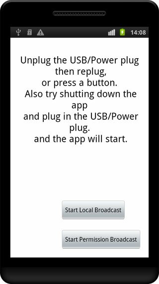 Android Broadcast Receivers screenshot main activity