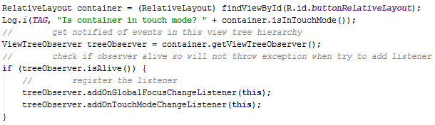 Android Touch Mode and focus ViewTreeObservers