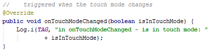 Android Touch Mode and focus onTouchModeChanged()