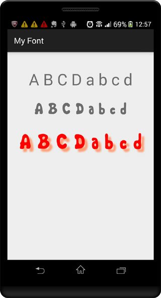 Android custom fonts tutorial screenshot