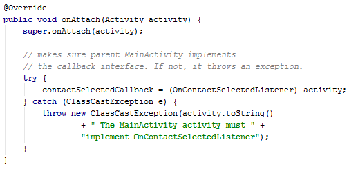 Converting Android activities to fragments interface onAttach()