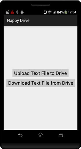 Google Play Services Drive tutorial screenshot