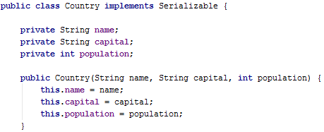 Android Serializable Country serializable class