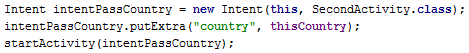 Android Serializable Country serializable create object intent startActivity()