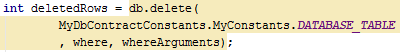 SQLiteDatabase delete() method