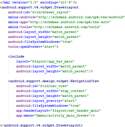android material design navigation drawer tutorial DrawerLayout