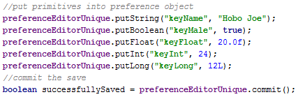 SharedPreferences put<type> methods